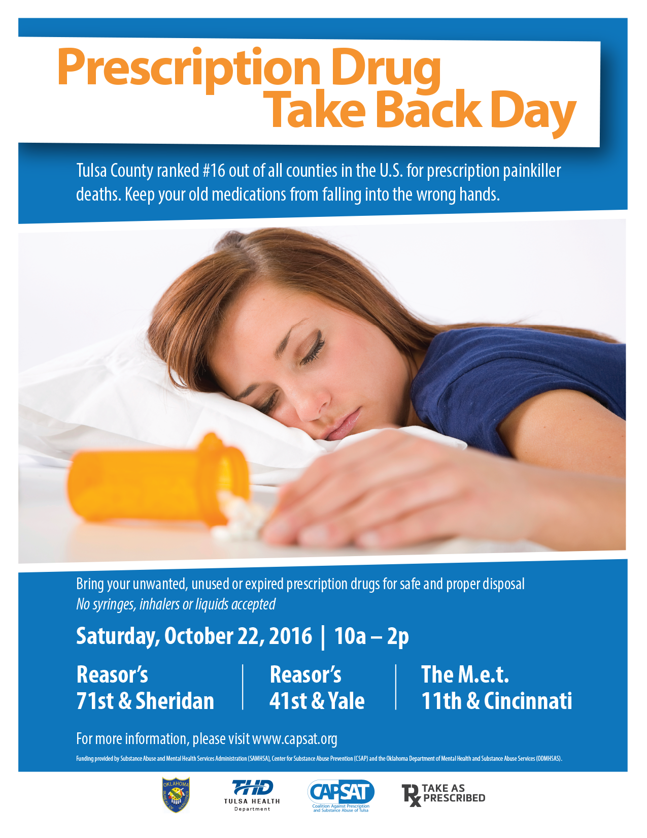 Prescription Drug TakeBack Day October 22 Tulsa Health Department
